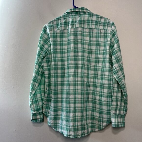 Frank & Eileen Eileen Plaid Cotton Button-up Shirt In Mint Plaid Size Small - Picture 5 of 7